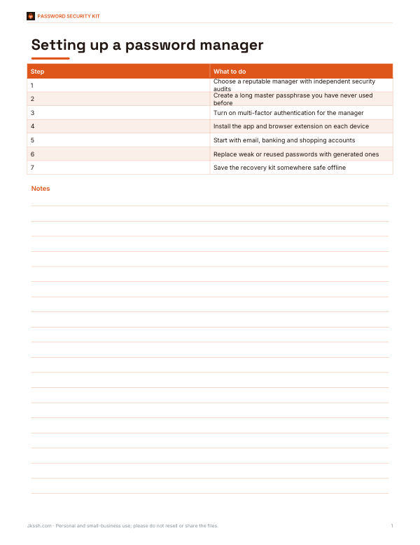Preview of Password Manager Setup PDF